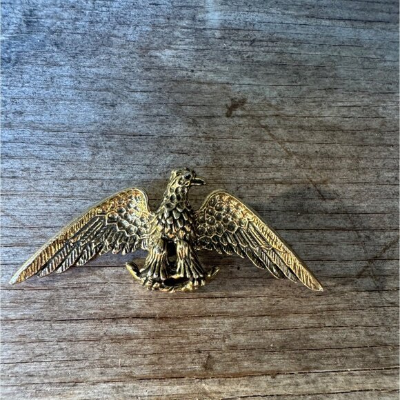 Vintage Zentall American Bald Eagle Signed Brooch Pin Gold Tone Finish - Picture 1 of 6